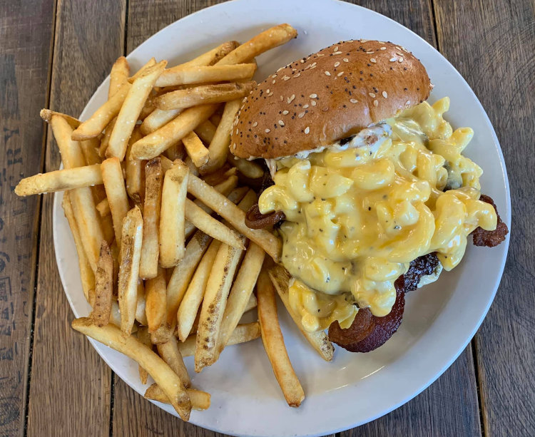 Yep. A burger with Mac-n-Cheese.